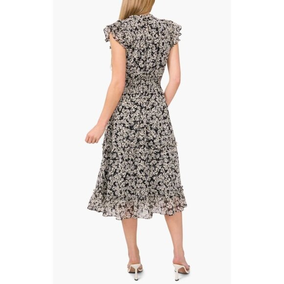 CeCe Women's Floral Flutter Sleeve Smocked Midi Dress SMALL - Picture 9 of 9